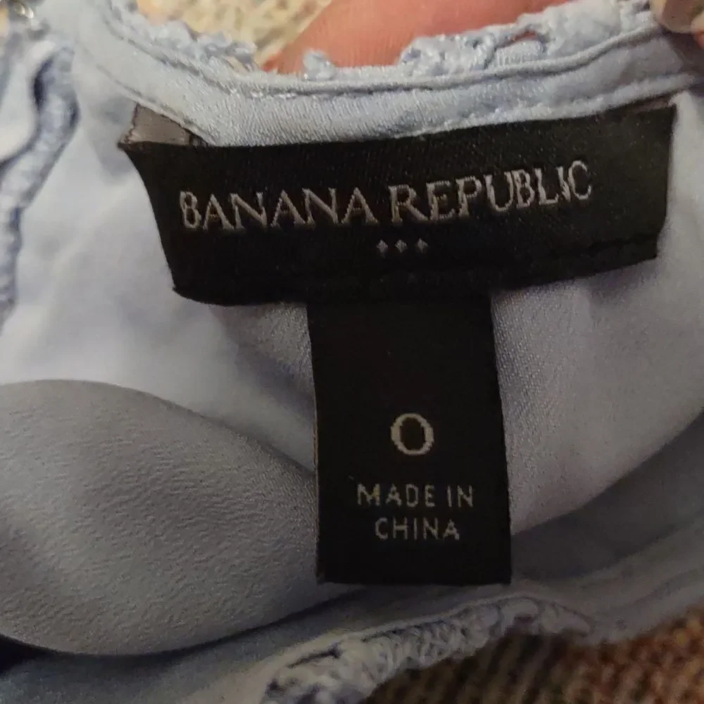 Banana Republic‎ size 0 sleeveless pastel blue lace feminine dress zip back